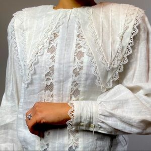 Vintage linen and lace blouse